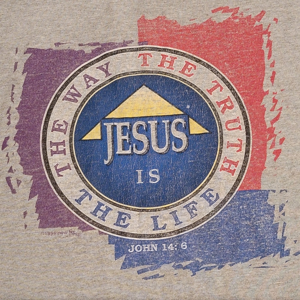 Vintage Jesus Is The Way The Truth and The Life John 14:6 Gray T-Shirt Men's‎ L